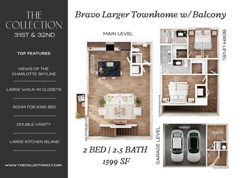 Floor plan for 2 beds, 2.5 baths, 1599 sqft